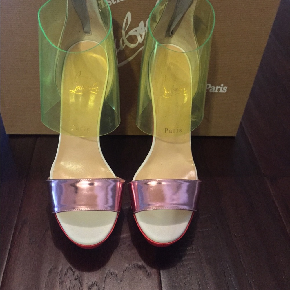 Christian Louboutin Dufoura 140 Suede PVC Heels - Picture 5 of 8